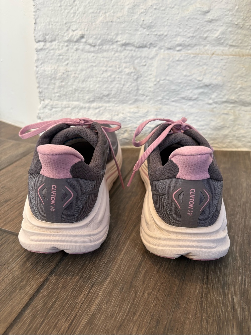 Hoka Women's Gray and Pink Running Shoes - Picture 4 of 9